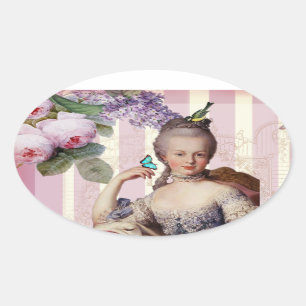 Pegatina Ovalada Thé au Petit Trianon - diseño alternativo rosa