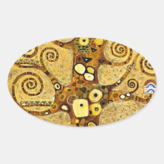 Pegatina Ovalada “ The Tree of Life ” , Gustav Klimt (Anverso)