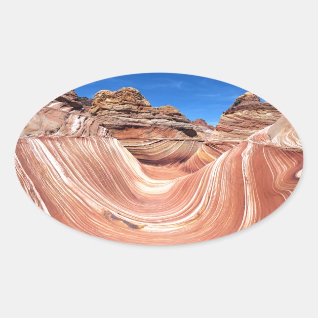 Pegatina Ovalada The Wave, Coyote Butte North Vermillion Cliffs, (Anverso)