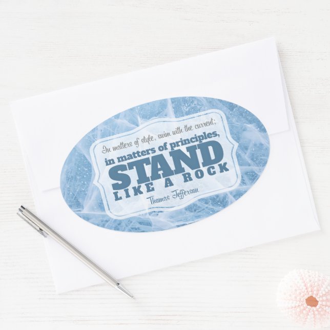 Pegatina Ovalada Thomas Jefferson cita Inspiradora "Principio" (Sobre)