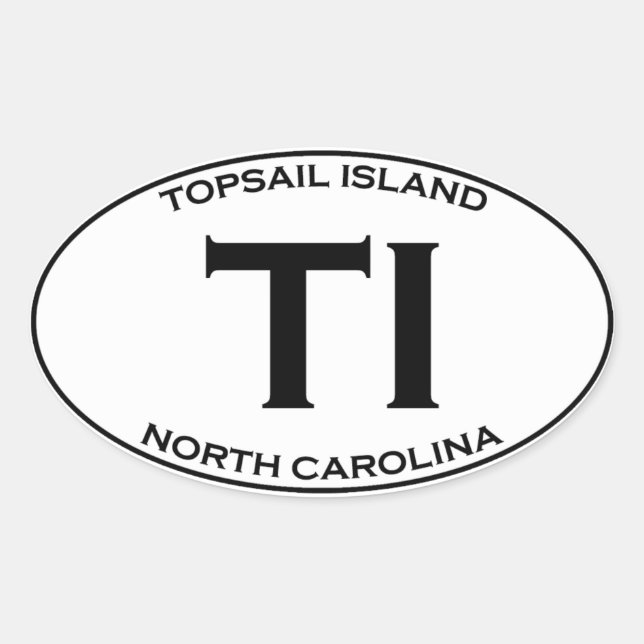 Pegatina Ovalada TI - Isla Topsail Carolina del Norte (Anverso)