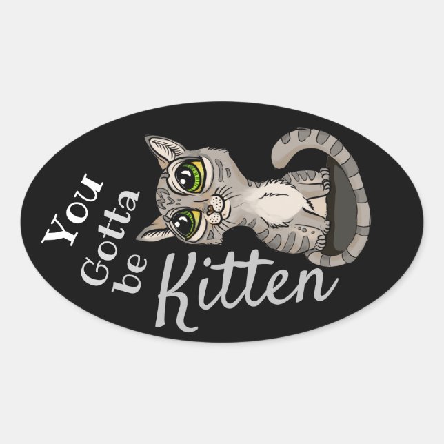Pegatina Ovalada Tienes que ser Kitten Pun (Anverso)