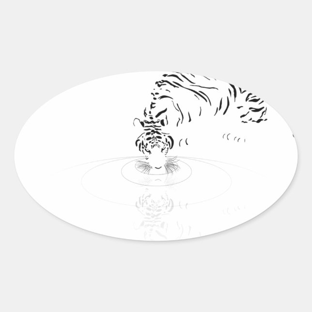 Pegatina Ovalada Tigre de bebida (Anverso)