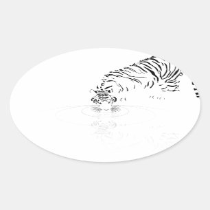 Pegatina Ovalada Tigre de consumición
