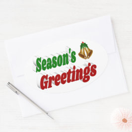 Pegatina Ovalada Tipografía de los Navidades de Seasons Greetings B