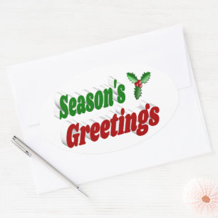 Pegatina Ovalada Tipografía de los Navidades de Seasons Greetings H