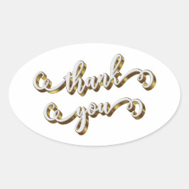 Pegatina Ovalada Tipografía dorada moderna agradecimiento 