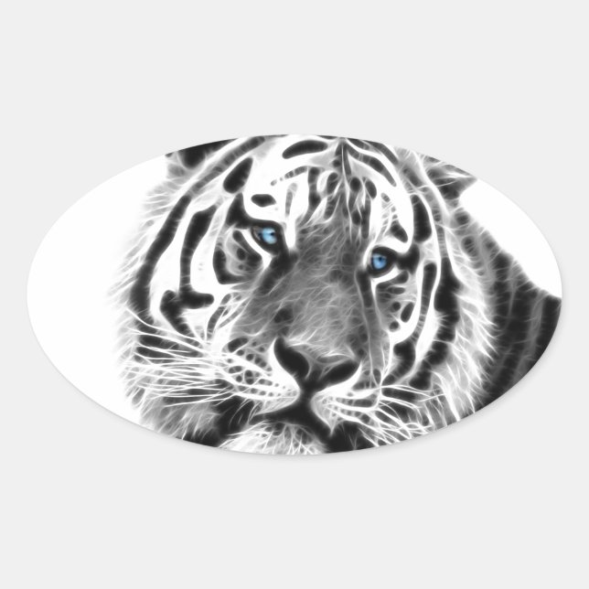 Pegatina Ovalada Tiras de tigre (Anverso)