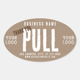 Pegatina Ovalada Tire Gracias Charm Rústico Kraft Paper Business