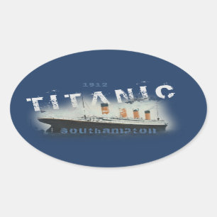 Pegatina Ovalada Titanic de texto Personalizado con problemas de Gu