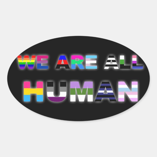 Pegatina Ovalada Todo negro humano (Anverso)