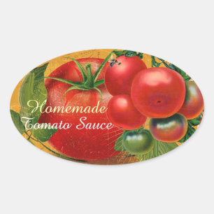 PEGATINA OVALADA TOMATES COCINA PRESERVADA, CANNINGS, SALSA DE TOMA