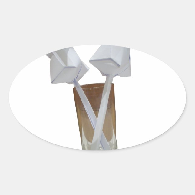 Pegatina Ovalada Toque de romance: Un El día de San Valentín pacífi (Anverso)