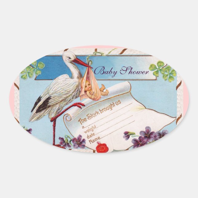 PEGATINA OVALADA TORMENTA DE LA DUCHA DE NIÑAS DE BEBÉ 2 (Anverso)