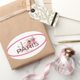 Pegatina Ovalada Torre Eiffel de París y lámpara