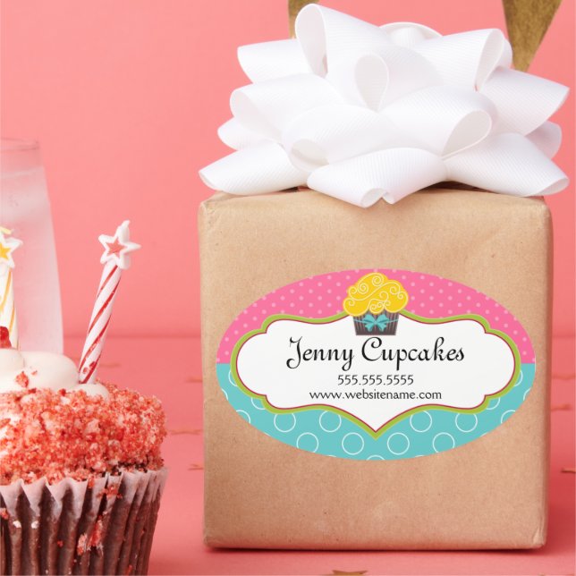 Pegatina Ovalada Tortas de pastelería de deliciosa calidad (Fiesta)