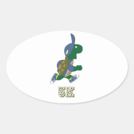 Pegatina Ovalada Tortuga 5K - Azul