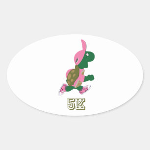 Pegatina Ovalada Tortuga 5K - Rosa