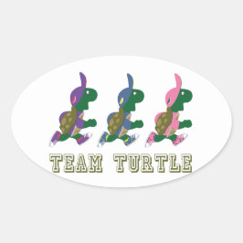 Pegatina Ovalada Tortuga de equipo