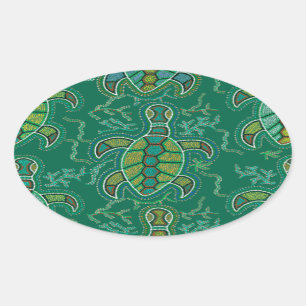 Pegatina Ovalada Tortuga del Caribe