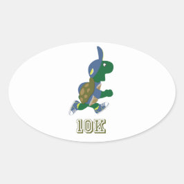 Pegatina Ovalada Tortuga en marcha 10K - Azul