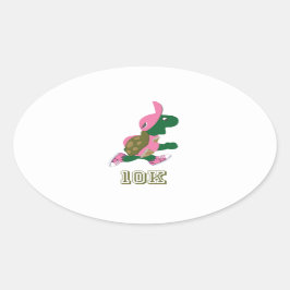 Pegatina Ovalada Tortuga en marcha 10K - rosa