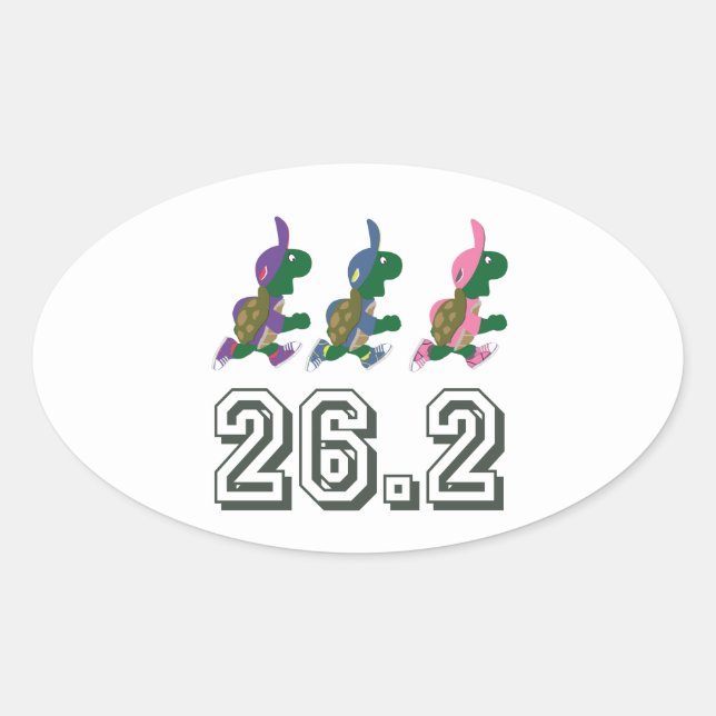 Pegatina Ovalada Tortugas en marcha 26,2 (Anverso)