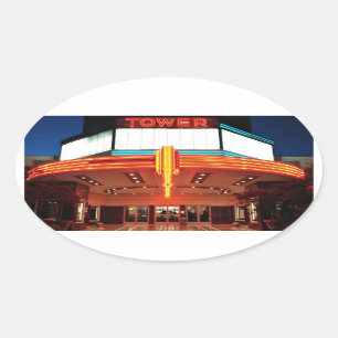 Pegatina Ovalada Tower Theater, Sacramento, California
