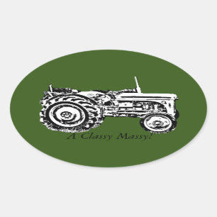 Pegatina Ovalada tractor vintage oldGray massey fergison