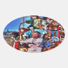 Pegatina Ovalada Tradición del Festival de Japón