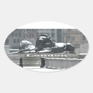Pegatina Ovalada Trafalgar Square London - Nieve