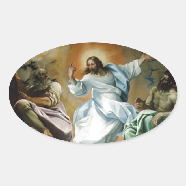 Pegatina Ovalada Transfiguration_by_Lodovico_Carracci. (Anverso)