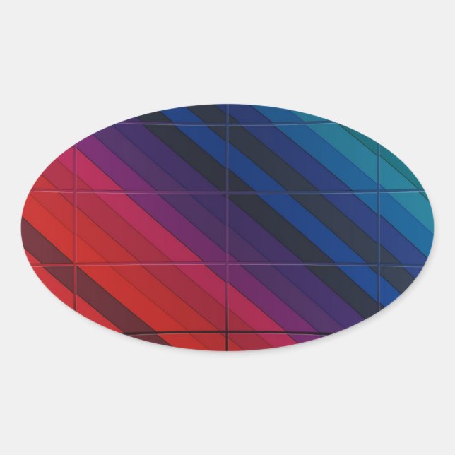 Pegatina Ovalada Transición multicolor con cuadrícula (Anverso)