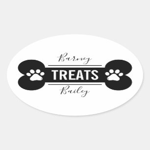 Pegatina Ovalada Tratamiento simple de perros blancos y negros