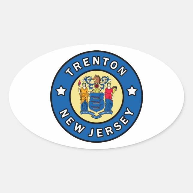Pegatina Ovalada Trenton New Jersey (Anverso)