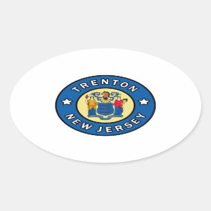 Pegatina Ovalada Trenton New Jersey