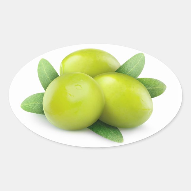 Pegatina Ovalada Tres aceitunas verdes (Anverso)