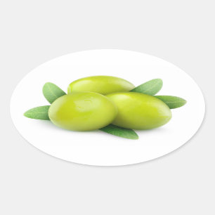 Pegatina Ovalada Tres aceitunas verdes