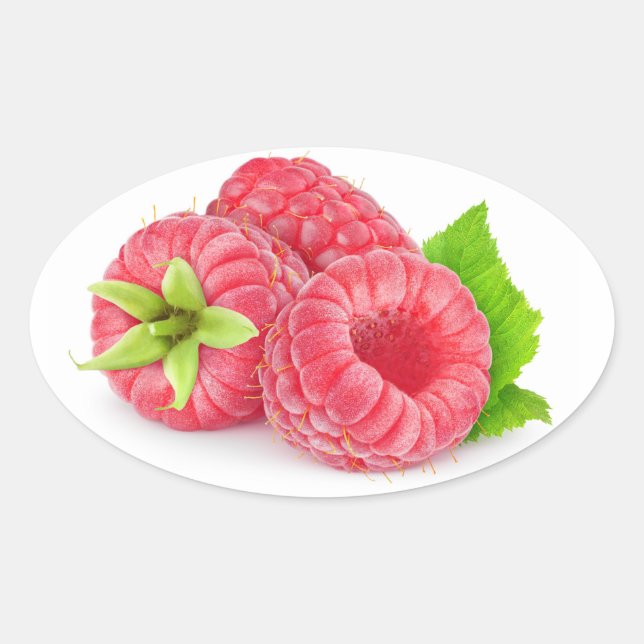 Pegatina Ovalada Tres frambuesas (Anverso)