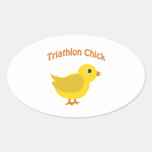 Pegatina Ovalada Triathlon Chick