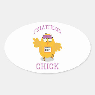 Pegatina Ovalada Triathlon Chick