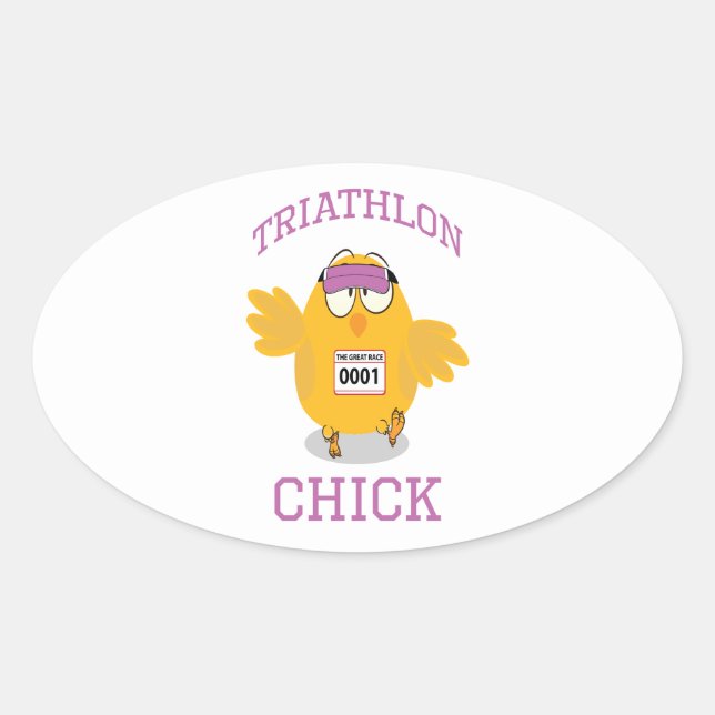 Pegatina Ovalada Triathlon Chick (Anverso)