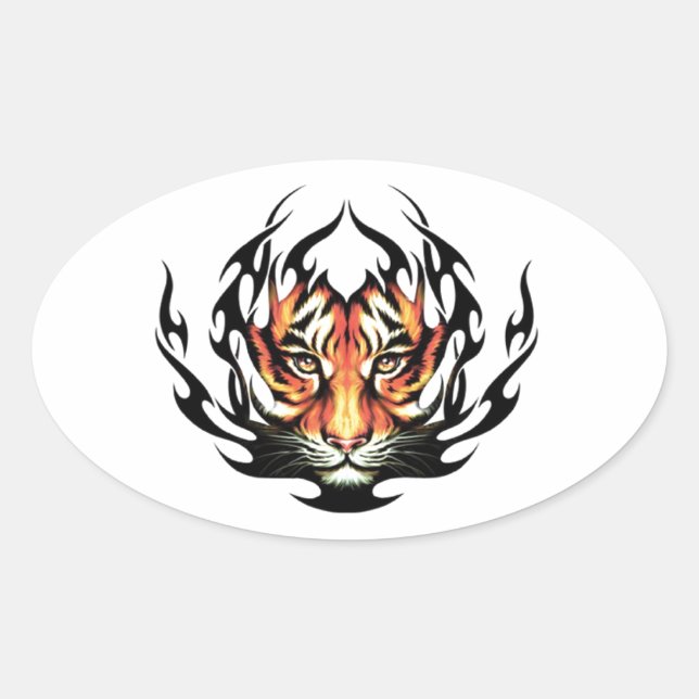 Pegatina Ovalada Tribal tiger (Anverso)