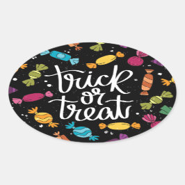 Pegatina Ovalada Trick O Trato De Velas De Halloween