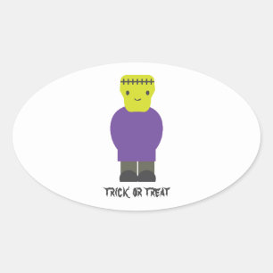 Pegatina Ovalada Trick o Treat- Cute Frankenstein