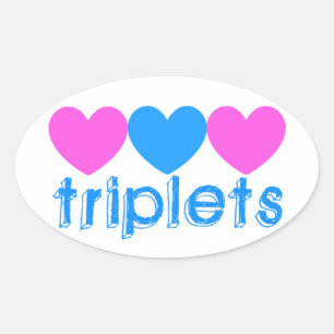 Pegatina Ovalada Triplet Dos Chicas Un Niño