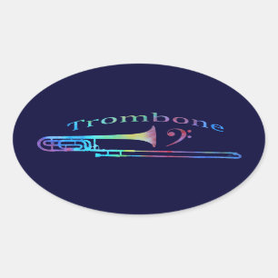 Pegatina Ovalada Trombone con Bass Clef