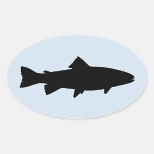 Pegatina Ovalada Trout Silhouette