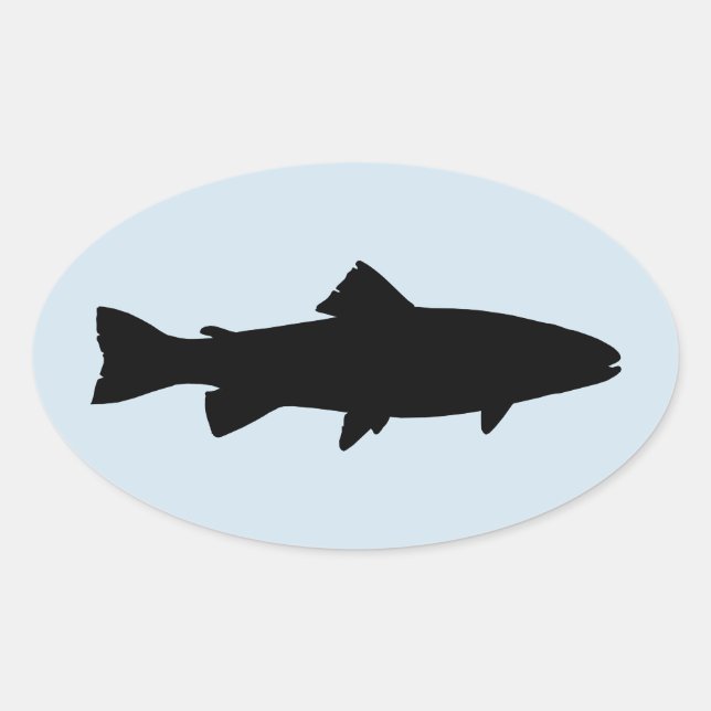 Pegatina Ovalada Trout Silhouette (Anverso)