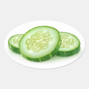 Pegatina Ovalada Trozos de pepino